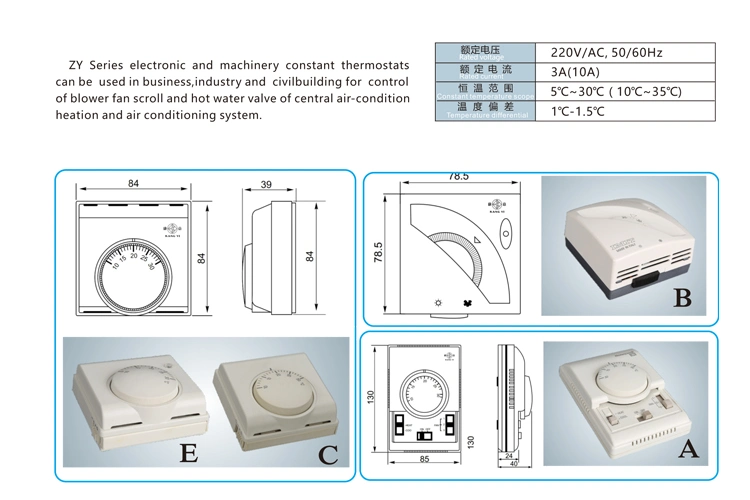 Zy Series Thermostats for Central Air Conditioner, with Power on/off Switch